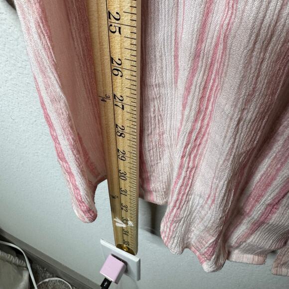 Style & Co Women’s 2X Pink White Striped Button Front Blouse Roll Tab Sleeve - Picture 6 of 8